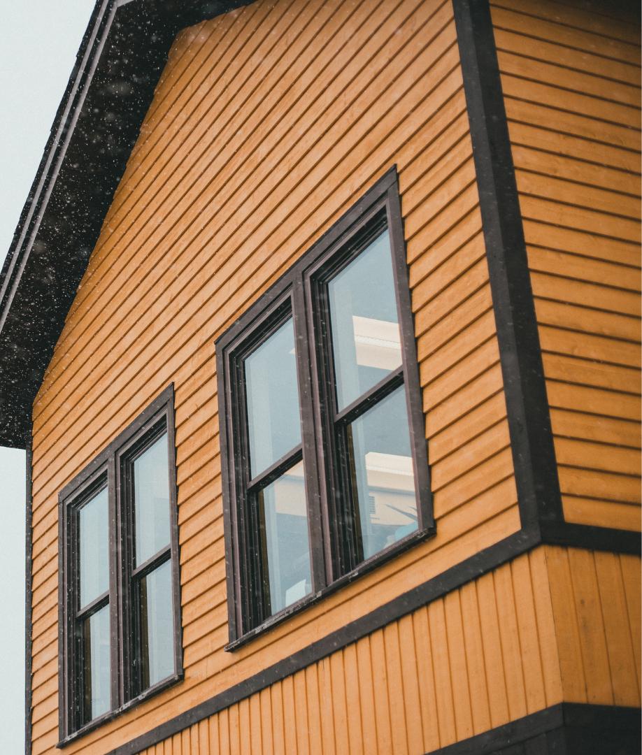 home with engineered wood siding